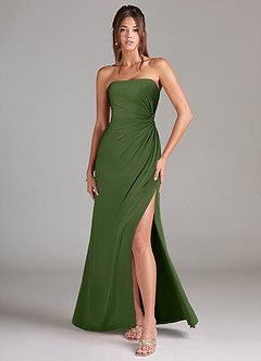 Azazie Aliani Bridesmaid Dresses Olive Sheath Strapless Chiffon Convertible Dress image1