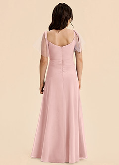 Azazie Indy Junior Powder Pink Sheath Ruched Chiffon Dress image5
