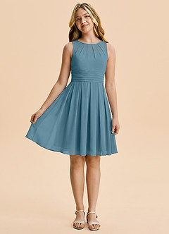 Azazie Bibiane Junior Bermuda A-Line Pleated Chiffon Dress image3