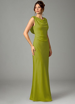 Azazie Kieryn Robes de demoiselle d'honneur Robe Sirène en Satin extensible Plissée Citronnelle image3