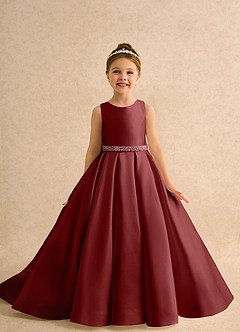 Azazie Ophelia Flower Girl Dresses Burgundy Ball-Gown Bow Mikado Dress image3