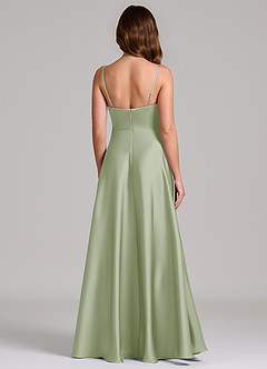 Azazie Amani Bridesmaid Dresses Dusty Sage A-Line Pleated Stretch Satin Dress image5