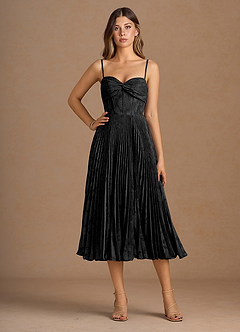 Annie Black Pleated Midi Dress image7