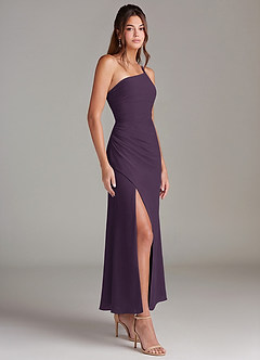 Azazie Eren Bridesmaid Dresses Plum Mermaid One Shoulder Chiffon Dress image4