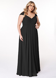 Azazie Kaitlynn Bridesmaid Dresses Black Empire Ruched Chiffon Convertible Dress image12