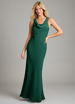 Azazie Rylina Bridesmaid Dresses Emerald Mermaid Pleated Chiffon Dress image1