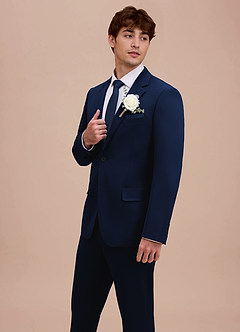 front Ethan Azul Chaqueta de traje de alto rendimiento de tejido refinado