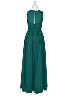 Azazie Nina Brautjungfernkleider A-Linie Plissee Chiffon Kleid Pfau image7