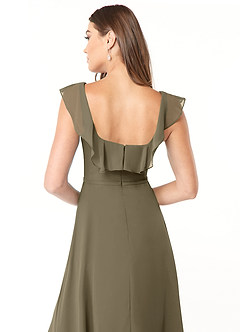 Azazie Jinny Bridesmaid Dresses Willow Green A-Line Square Neckline Ruched Chiffon Dress image11