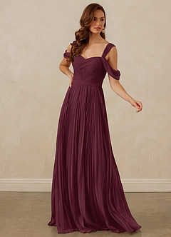 Christian Siriano Bridal for Azazie 1013 Brautjungfernkleider A-Linie Schulterfrei Chiffon Kleid Cabernetrot image7