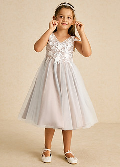 Azazie Sunnie Flower Girl Dresses English Rose A-Line Lace Tulle Dress image2