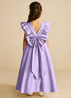 Azazie Piglette Flower Girl Dresses Lilac A-Line Bow Matte Satin Dress image1