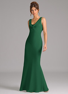 Azazie Rylina Bridesmaid Dresses Dark Green Mermaid Pleated Chiffon Dress image5