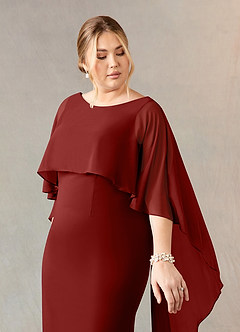 Azazie Dion Mother of the Bride Dresses Terracotta Sheath Scoop Stretch Crepe Dress image12