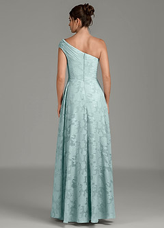 Azazie Melanie Brautjungfernkleider Eine Linie One-Shoulder Blumen-Burnout Kleid Nebel image2