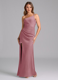 Azazie Eren Bridesmaid Dresses Vintage Mauve Mermaid One Shoulder Stretch Satin Dress image5