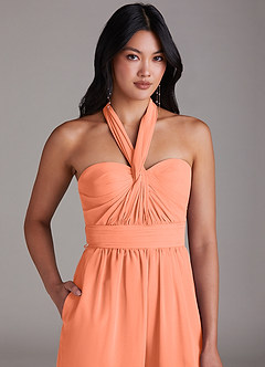 Azazie Lamara Bridesmaid Dresses Sunset Off the Shoulder Chiffon Convertible Jumpsuit image9