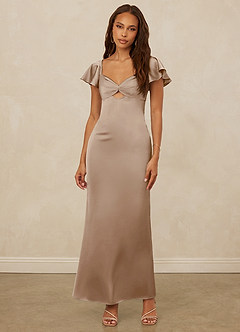 Christian Siriano Bridal for Azazie 1005 Bridesmaid Dresses Taupe Sheath Sweetheart Neckline Stretch Satin Dress image4