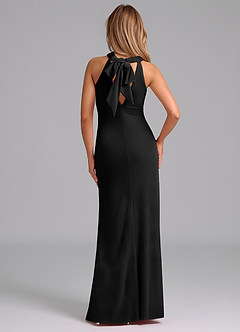 Azazie Doretta Vestidos de damas de honor Vestido de Negro de terciopelo de Corte Sirena con Plisado image6