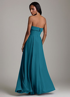 Azazie Lucienne Bridesmaid Dresses Ink Blue A-Line Strapless Chiffon Convertible Dress image2