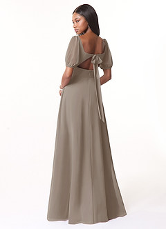 Azazie Alani Brautjungfernkleider A-Linie Quadratischer Ausschnitt Chiffon Kleid Taupe image2