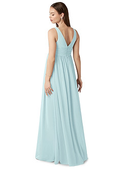 Azazie Yetta Maternity Bridesmaid Dresses A-Line V-Neck Gathered Chiffon Floor-Length Dress image5