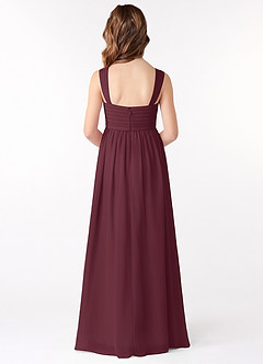 Azazie Evie Junior Abito A-Line in Chiffon Plissettato Cabernet image3