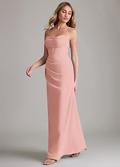 Azazie Mai Bridesmaid Dresses Rosette Sheath Pleated Chiffon Dress image4