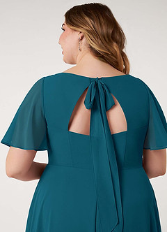 Azazie Kimber Bridesmaid Dresses Ink Blue A-Line Flounce Sleeve Chiffon Dress image14