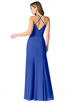 Azazie Carolina Brautjungfernkleider Meerjungfrau-Linie Gestreift Chiffon Kleid Königsblau image2