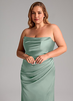 Azazie Leonis Bridesmaid Dresses Agave Mermaid Pleated Stretch Satin Convertible Dress image10