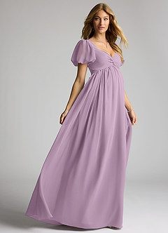 Azazie Madisynn Maternity Bridesmaid Dresses Bow Chiffon Floor-Length Dress image4