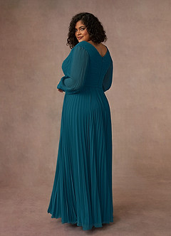 Azazie Zina Mother of the Bride Dresses Ink Blue A-Line Pleated Chiffon Dress image10