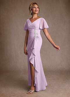 Azazie Suffolk Mère de la mariée Robes Robe Trapèze en Mousseline de soie Plissée Frostiges Flieder image2