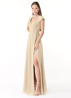 Azazie Hainsly Final Sale Champagne A-Line Sweetheart Neckline Chiffon Dress image3