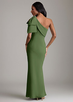 Azazie Yuanna Bridesmaid Dresses Olive Mermaid One Shoulder Chiffon Dress image6