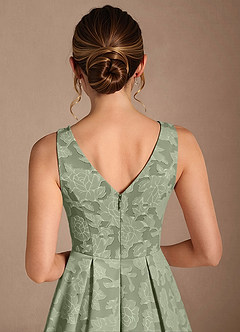 Azazie Fulton Mother of the Bride Dresses Agave A-Line Pleated Floral Burnout Dress image6