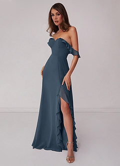 Barbie ♥ Azazie Bridesmaid Dresses Neptune A-Line Off the Shoulder Chiffon Convertible Dress image4