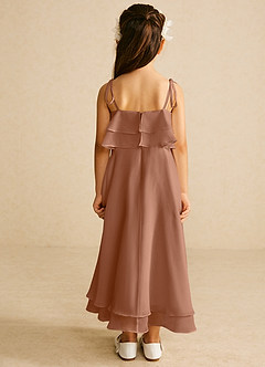 Azazie Temi Flower Girl Dresses Bronzer A-Line Spaghetti Strap Chiffon Dress image5