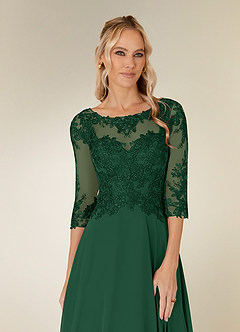Azazie Monza Mother of the Bride Dresses Dark Green A-Line Lace Chiffon Dress image5