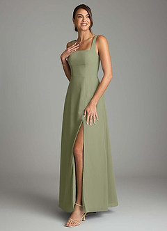 Azazie Debra Bridesmaid Dresses Pistachio A-Line with Pockets Chiffon Convertible Dress image5