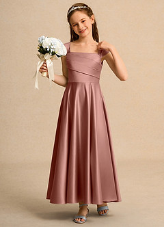 Azazie Bundle Girl Flower Girl Klänningar Klä A-Line i Matt satäng Plisserad image4