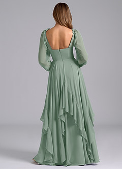Azazie Karan Bridesmaid Dresses Silver Sage A-Line Long Sleeve Chiffon Dress image2