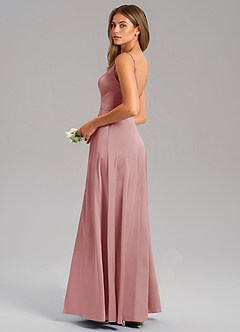 Azazie Talina Final Sale Dusty Rose A-Line Stretch Satin Dress image6