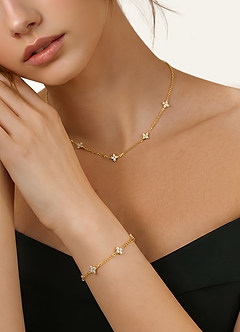 front Crystal Flower Jewelry Set