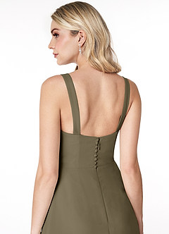 Azazie Jay Brautjungfernkleider A-Linie Quadratischer Ausschnitt Seitenschlitz Chiffon Kleid Weidengrün image6