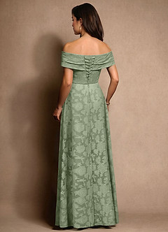 Azazie New Britain Mother of the Bride Dresses Dusty Sage A-Line Pleated Floral Burnout Dress image3