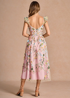 Denisse Blush Pink Multi Midi klänning image2