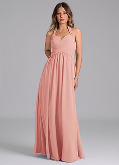 Azazie Darlyn Jurken voor bruidsmeisjes Jurk van Chiffon met A-Lijn Geplooid Rozet image5