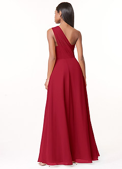 Azazie Ashley Bridesmaid Dresses Scarlet A-Line Ruched Chiffon Dress image2